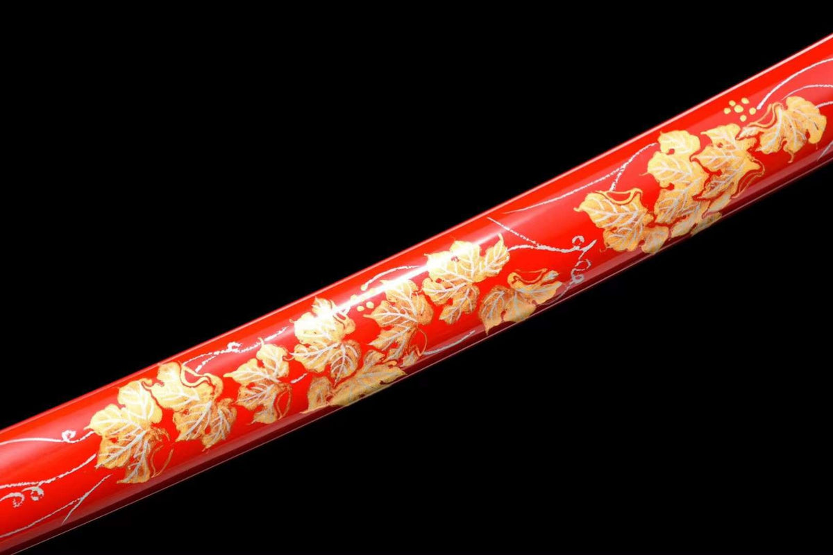 Katana Aki 秋 – T10 Steel, Layered Hamon, Ebony Saya – view 3
