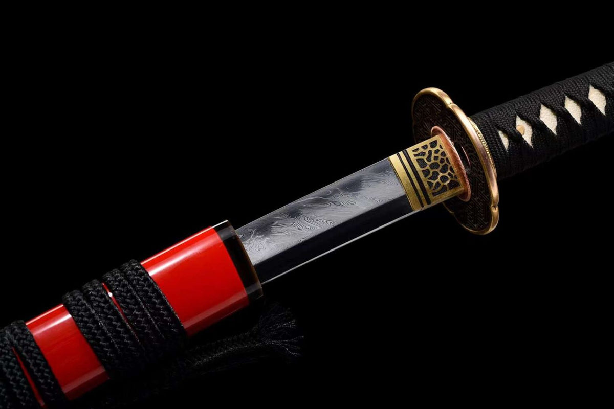 Katana Aki 秋 – T10 Steel, Layered Hamon, Ebony Saya – view 5