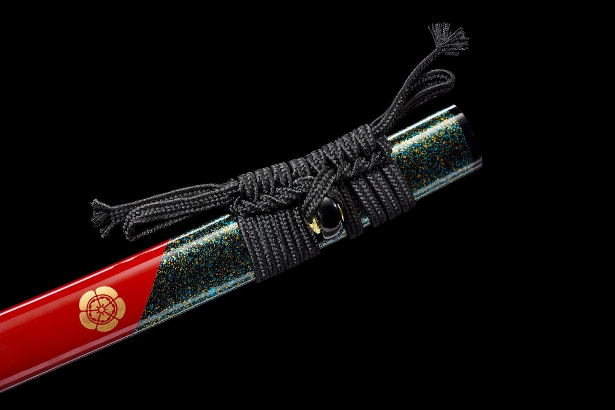 Hana Katana 花 – Dimpled Damascus Steel Blade, Floral Saya – view 15