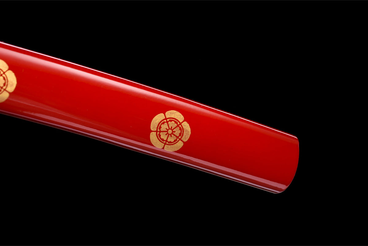Hana Katana 花 – Dimpled Damascus Steel Blade, Floral Saya – view 16