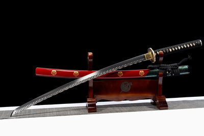 Hana Katana 花 – Dimpled Damascus Steel Blade, Floral Saya – view 6