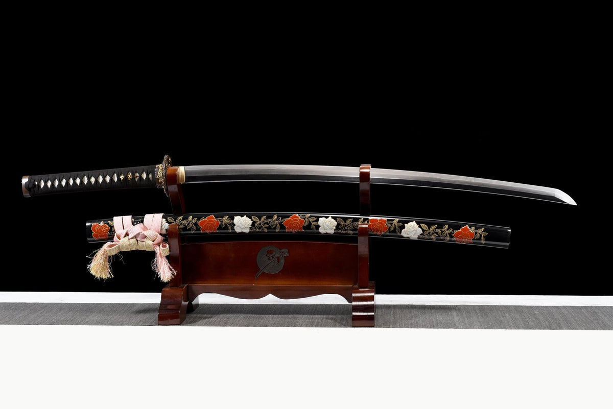 Katana Hanamai 花舞 – T10 and Damascus (Kobuse) Steel – view 1