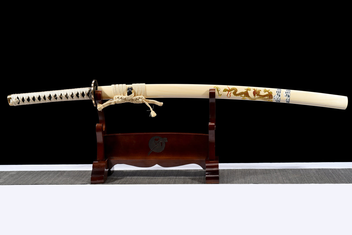 Kamon 家紋 Katana – Flexible Steel, Two Bo-hi, Dragon Saya – view 3