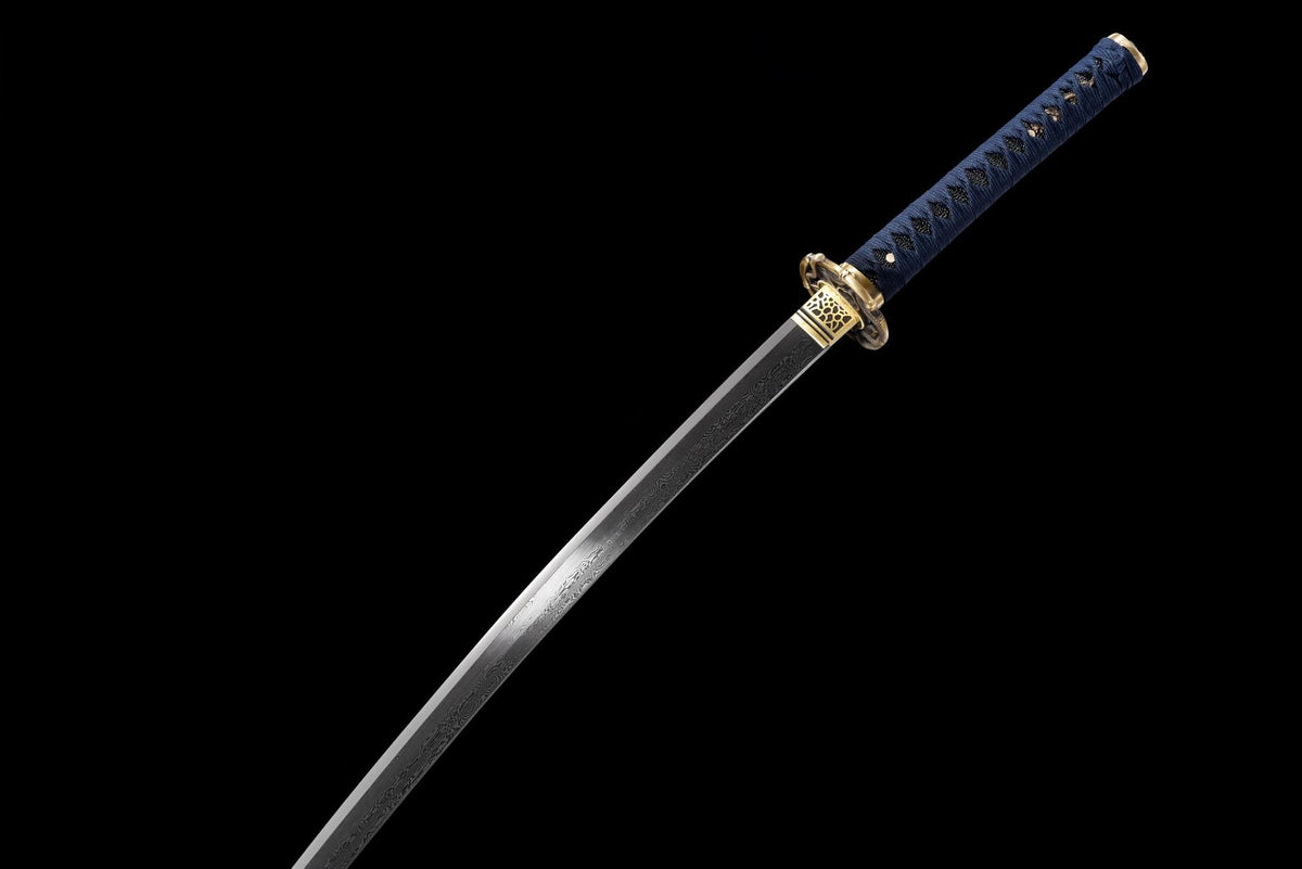 Midori no Yoru 緑の夜 Katana – Damascus Steel, Green-Black Saya – view 12