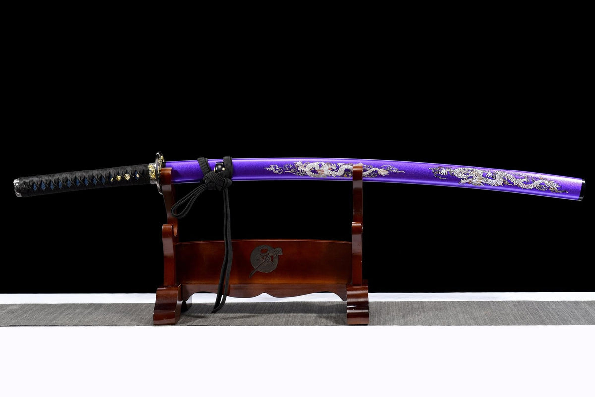 Murasaki Ryuu 紫竜 Katana – Purple 1060 Steel, Dragon – view 3