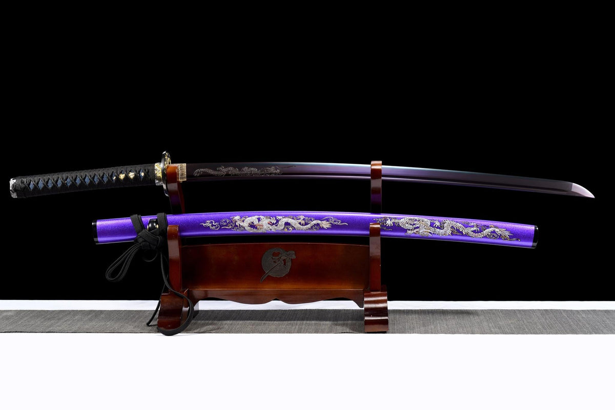 Murasaki Ryuu 紫竜 Katana – Purple 1060 Steel, Dragon – view 2