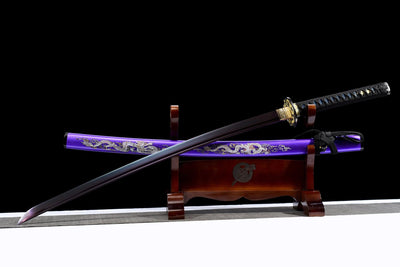 Murasaki Ryuu 紫竜 Katana – Purple 1060 Steel, Dragon – view 5