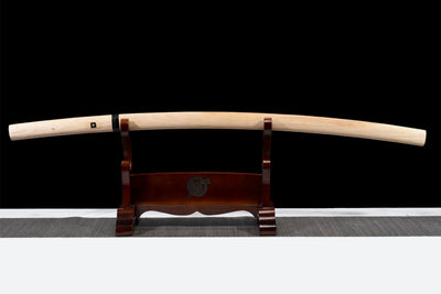 Shirasaya 白鞘 Katana — Damascus Steel, Natural Wood – view 4