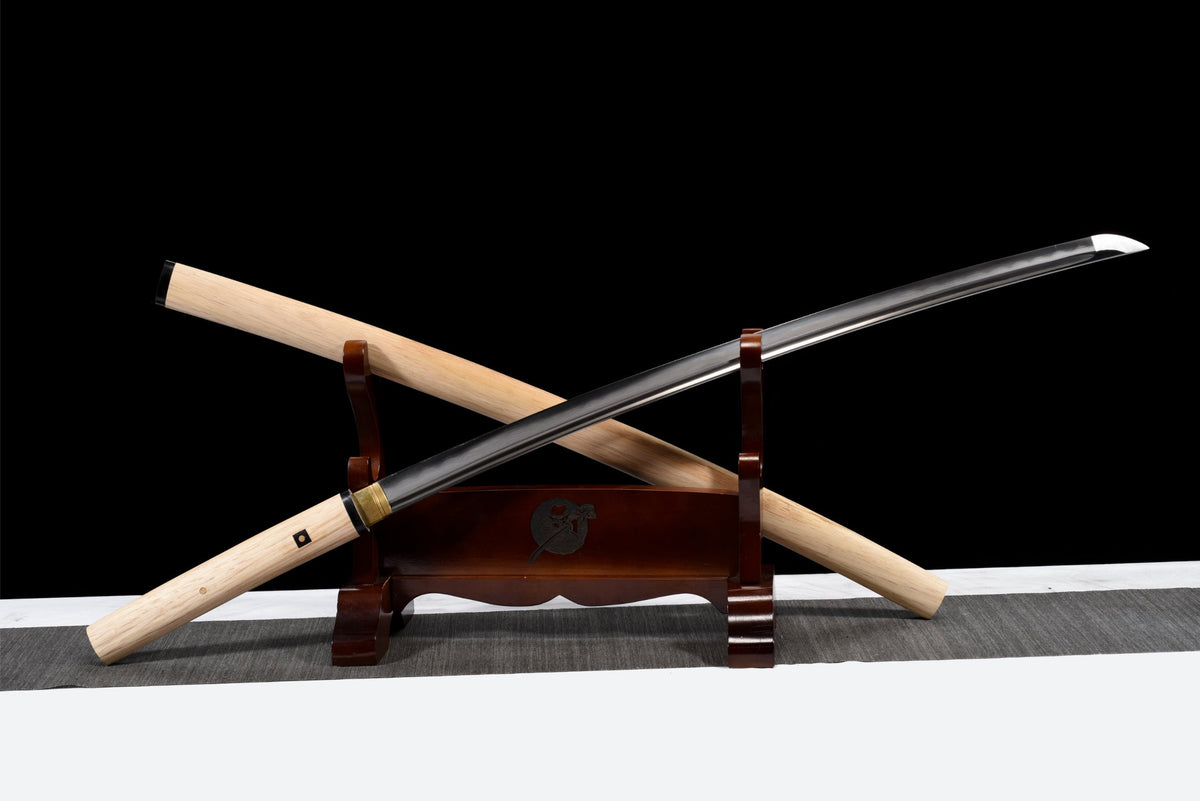 Shirasaya 白鞘 Katana — Damascus Steel, Natural Wood – view 3