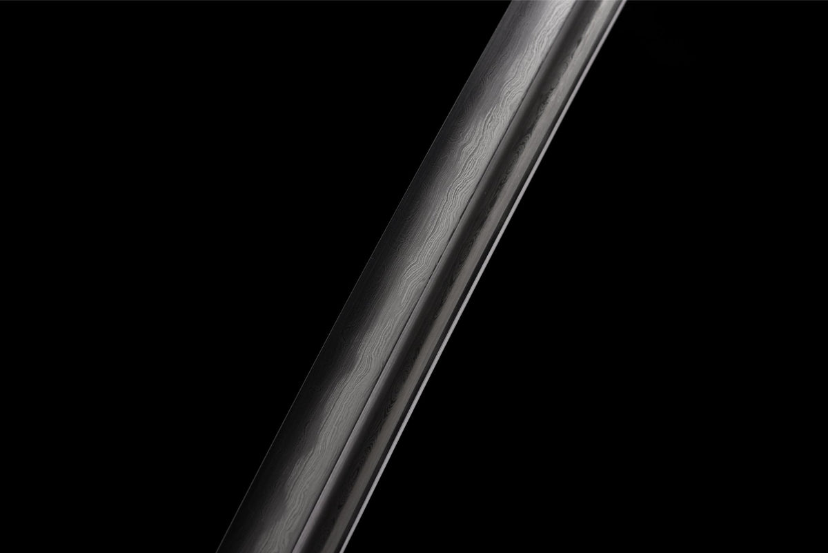 Shirasaya 白鞘 Katana — Damascus Steel, Natural Wood – view 6