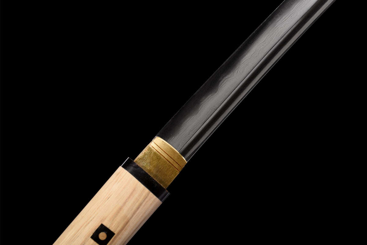 Shirasaya 白鞘 Katana — Damascus Steel, Natural Wood – view 7