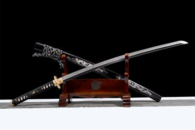 Ryū no Hōkō 竜の咆哮 Katana — T10 Steel, Silver Dragon Saya – view 3