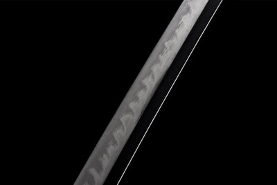 Ryū no Hōkō 竜の咆哮 Katana — T10 Steel, Silver Dragon Saya – view 11