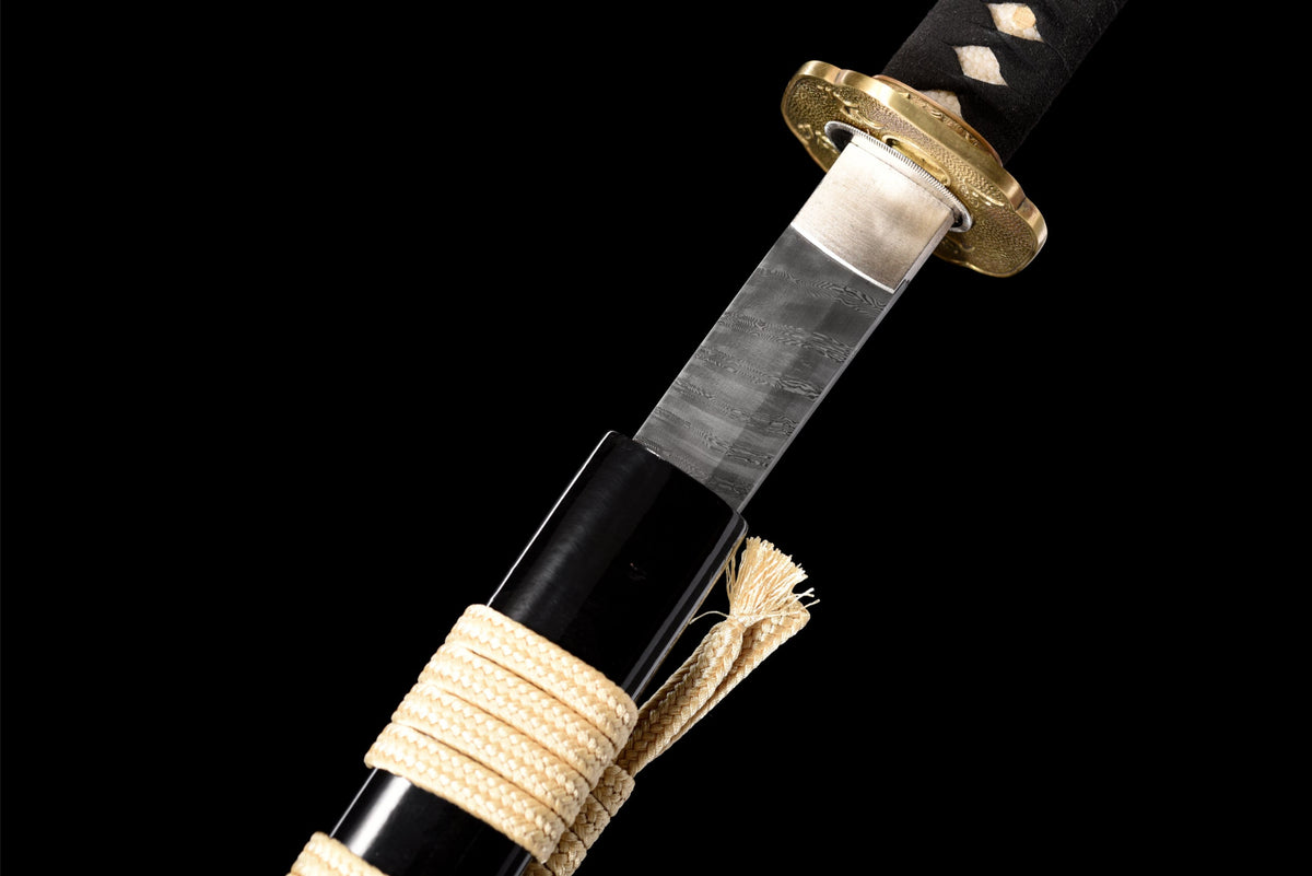 Kinryu Katana 金竜 – Damascus Steel, Gold Dragon Saya – view 6