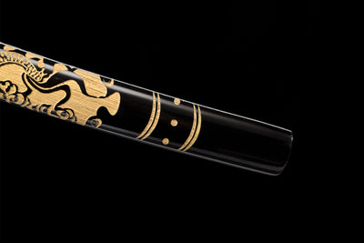 Kinryu Katana 金竜 – Damascus Steel, Gold Dragon Saya – view 18