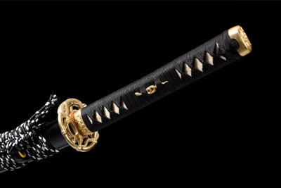 Kinryu Katana 金竜 – Damascus Steel, Gold Dragon Saya – view 13