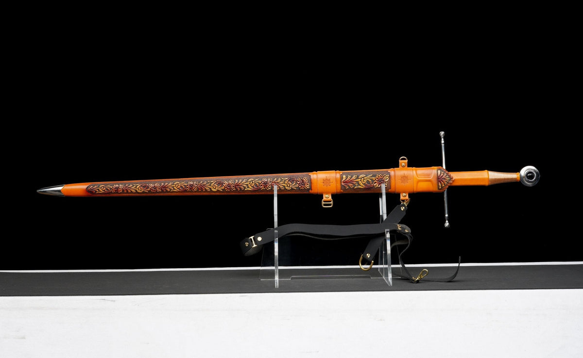 Aurantia Long Sword – European Style, Amber Leather Scabbard – view 2