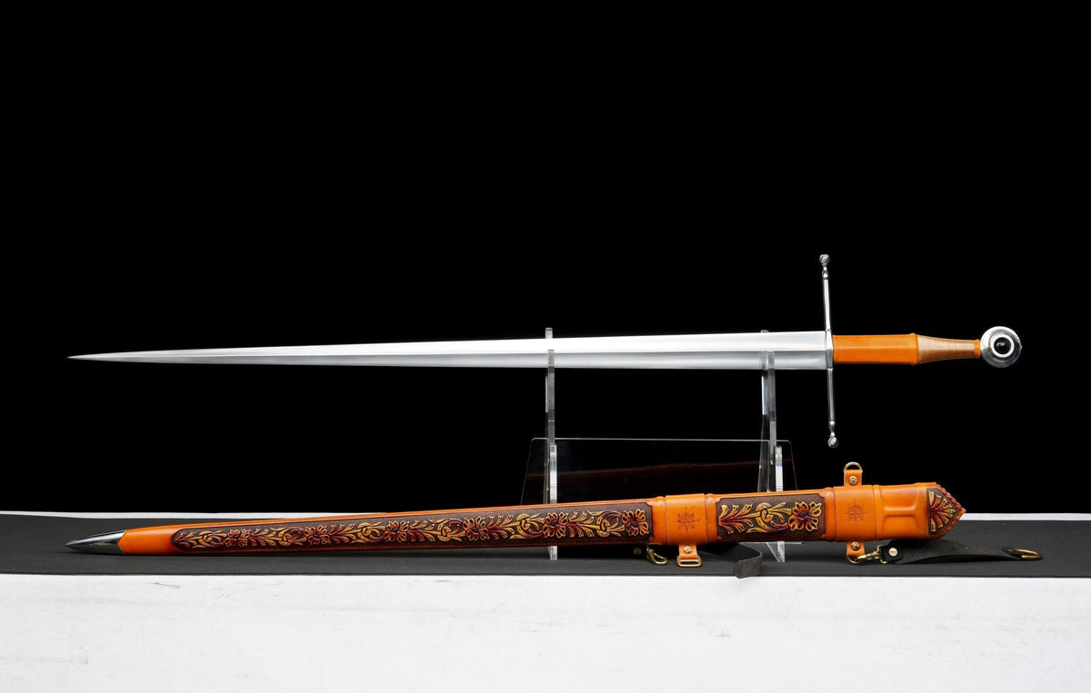 Aurantia Long Sword – European Style, Amber Leather Scabbard – view 1