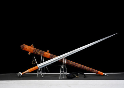 Aurantia Long Sword – European Style, Amber Leather Scabbard – view 4