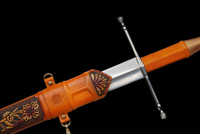 Aurantia Long Sword – European Style, Amber Leather Scabbard – view 15