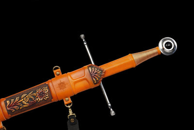 Aurantia Long Sword – European Style, Amber Leather Scabbard – view 16