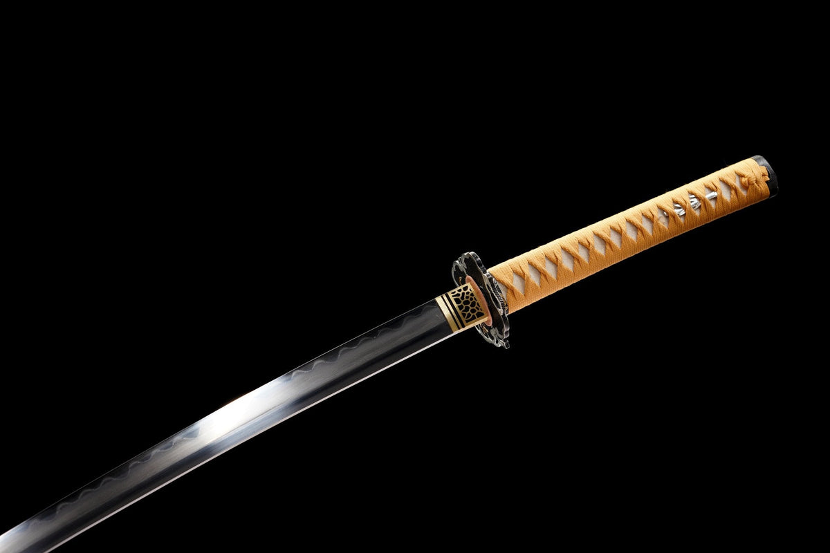 Mikazuki 三日月 Katana – Damascus Steel, Crescent Moon Tsuba – view 9