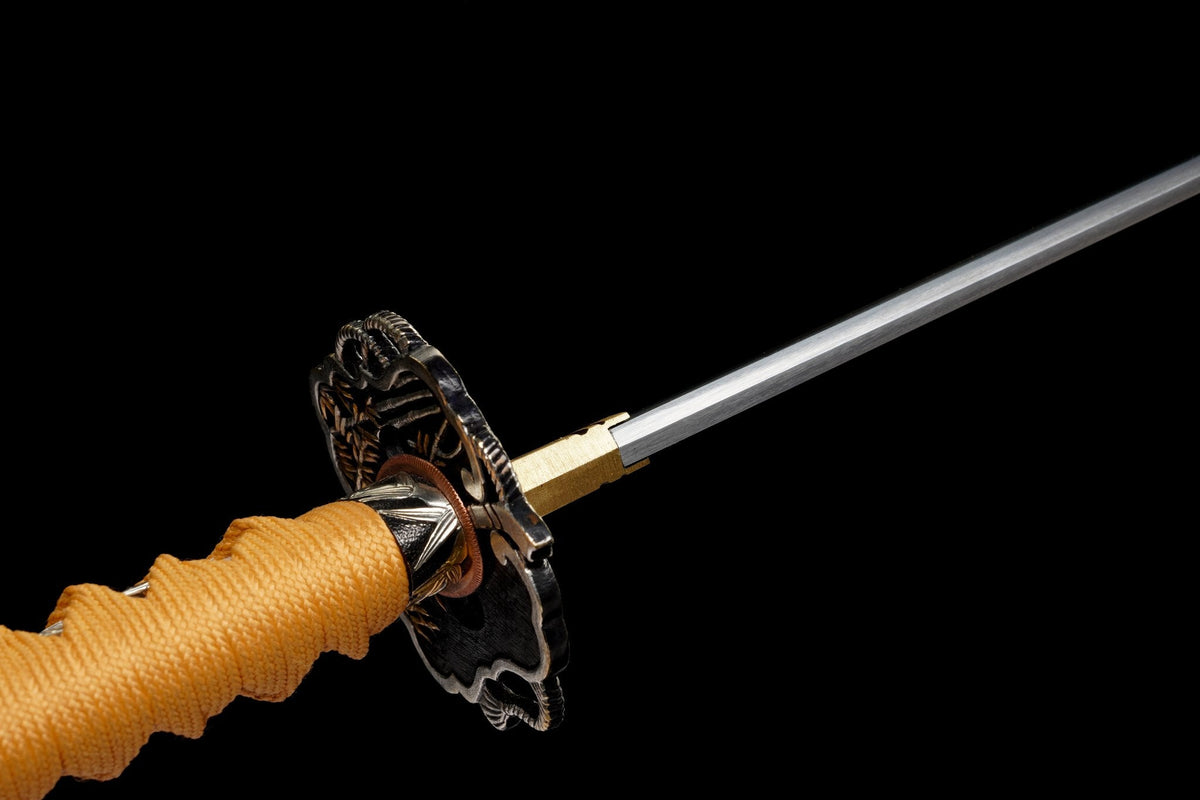 Mikazuki 三日月 Katana – Damascus Steel, Crescent Moon Tsuba – view 11