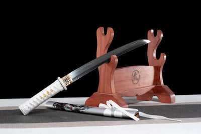 Ōkami 狼 Tanto – Wolf, T10 Steel with Hamon, Ebony Saya – view 1
