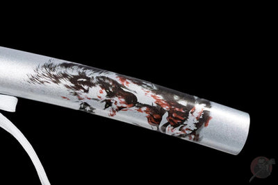 Ōkami 狼 Tanto – Wolf, T10 Steel with Hamon, Ebony Saya – view 10