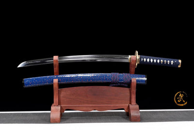 Wakizashi Akuma 悪魔 — T10 Steel with Bo-hi, Ebony Saya – view 3