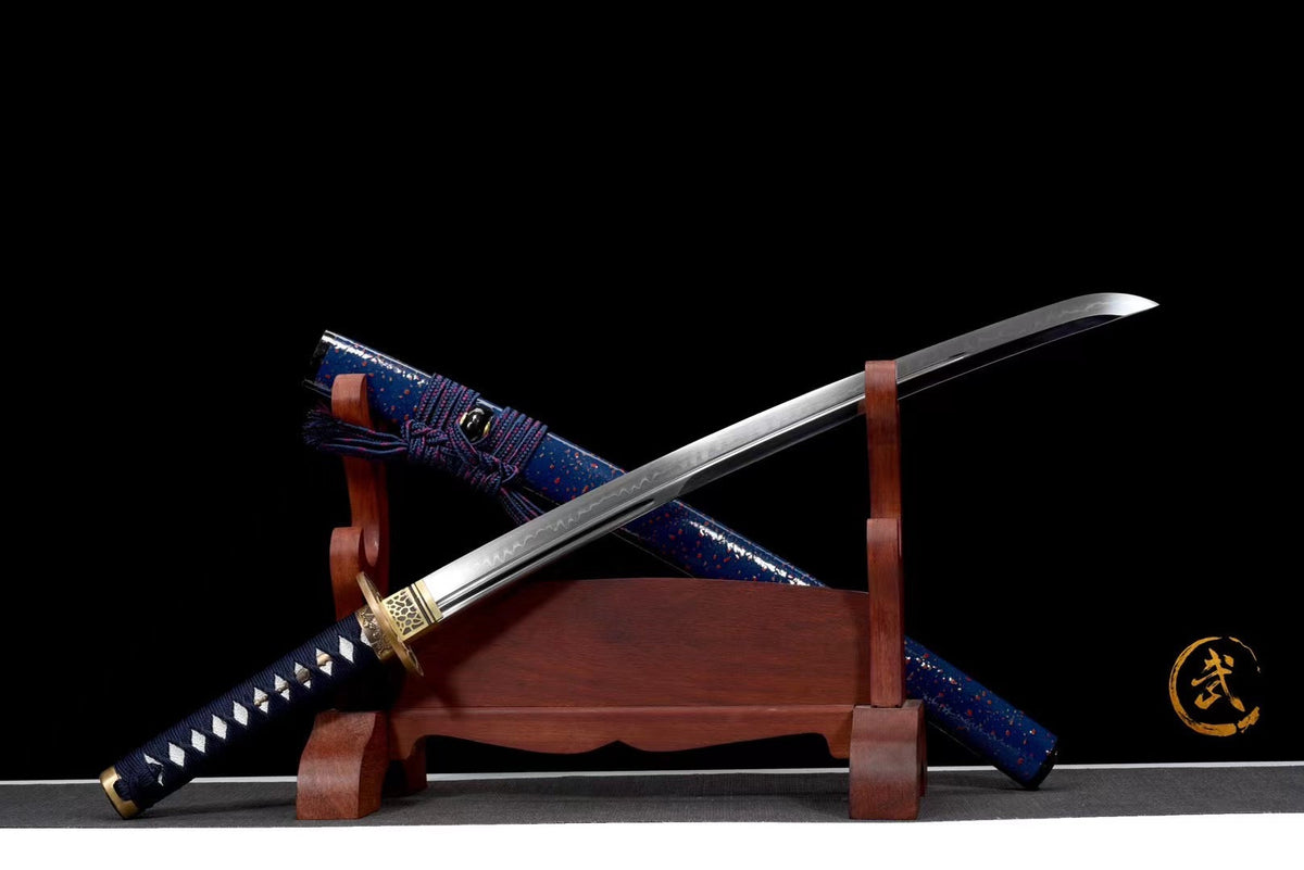 Wakizashi Akuma 悪魔 — T10 Steel with Bo-hi, Ebony Saya – view 5