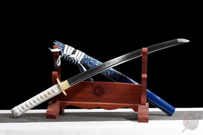 Wakizashi Kaiyō 海洋 – T10 Steel with Bo-hi, Ebony Saya – view 2